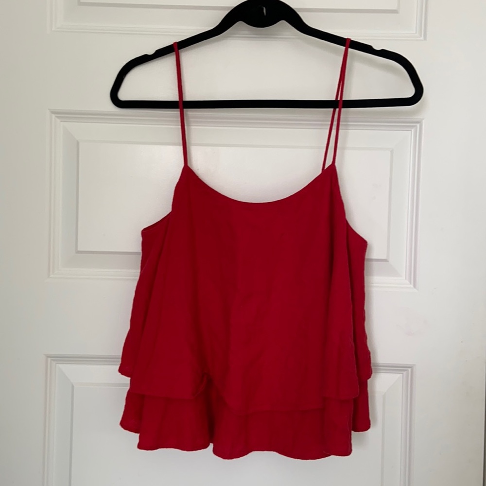BP XS red flowy linen tank